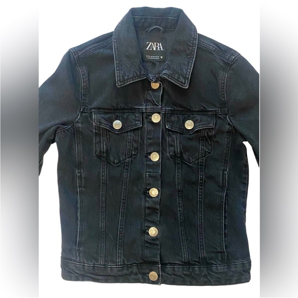 Zara Black Button Up Denim Jacket, XS